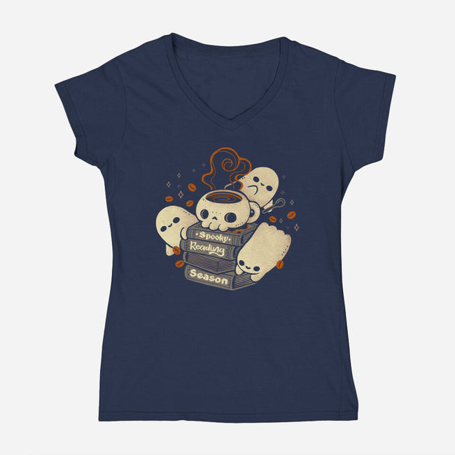 Spooky Reading Season-Womens-V-Neck-Tee-xMorfina