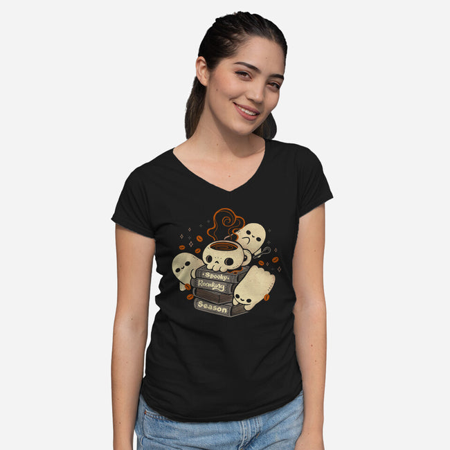 Spooky Reading Season-Womens-V-Neck-Tee-xMorfina