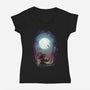 Negative Moon-Womens-V-Neck-Tee-Donnie