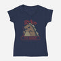 Kawaii Hangry Kaiju-Womens-V-Neck-Tee-xMorfina
