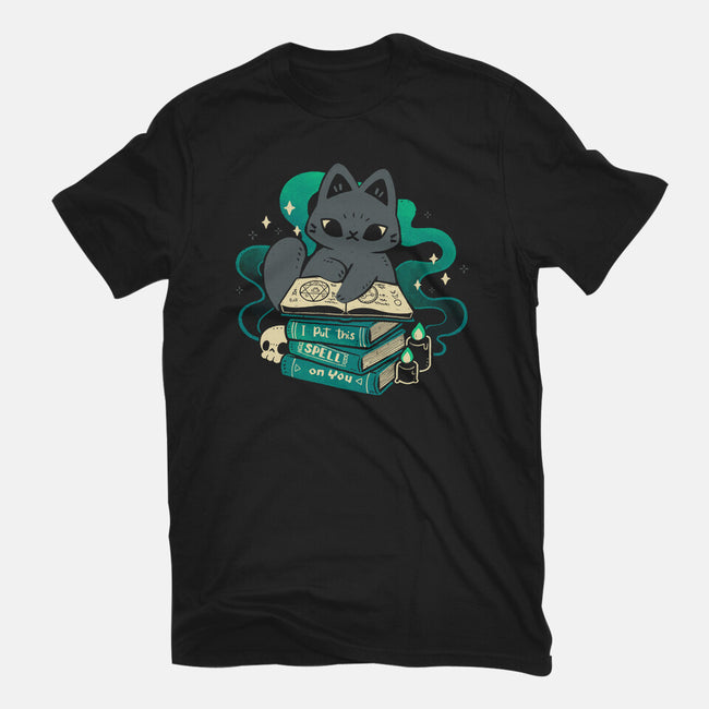 Magical Cat With Spellbook-Mens-Heavyweight-Tee-xMorfina