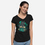 Magical Cat With Spellbook-Womens-V-Neck-Tee-xMorfina