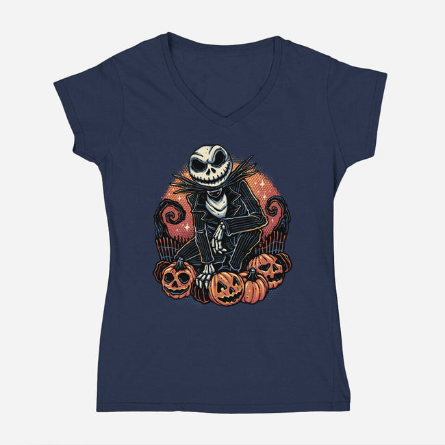 Night Of The Pumpkin King-Womens-V-Neck-Tee-glitchygorilla