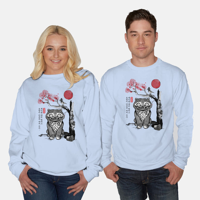 The Tiger And The Magpie Sumi-e-Unisex-Crew Neck-Sweatshirt-DrMonekers