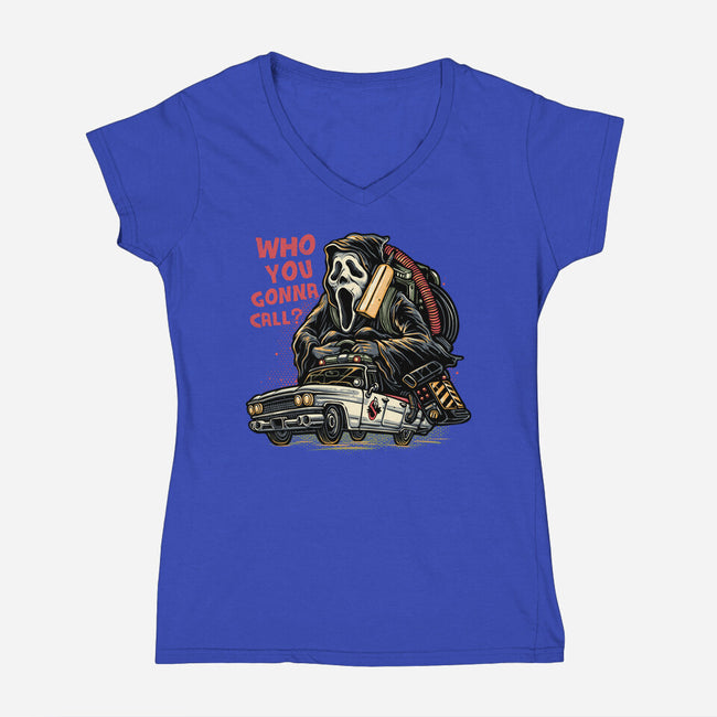 Call The Ghost-Womens-V-Neck-Tee-glitchygorilla