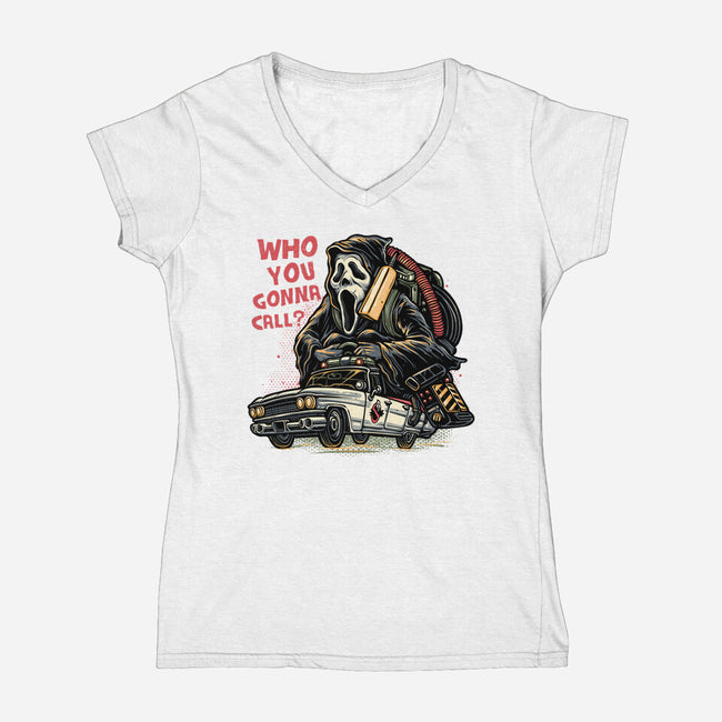Call The Ghost-Womens-V-Neck-Tee-glitchygorilla