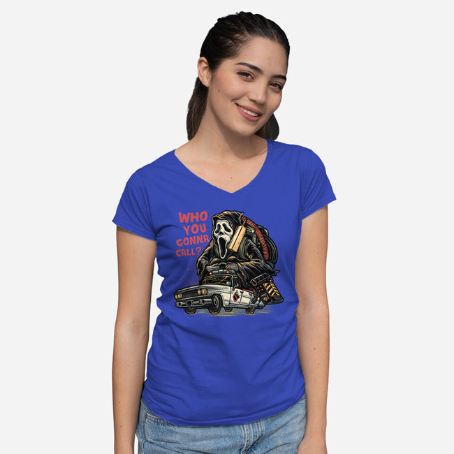 Call The Ghost-Womens-V-Neck-Tee-glitchygorilla