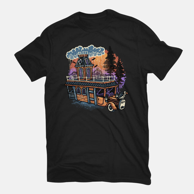 Gloomy Roadtrip-Womens-Fitted-Tee-glitchygorilla