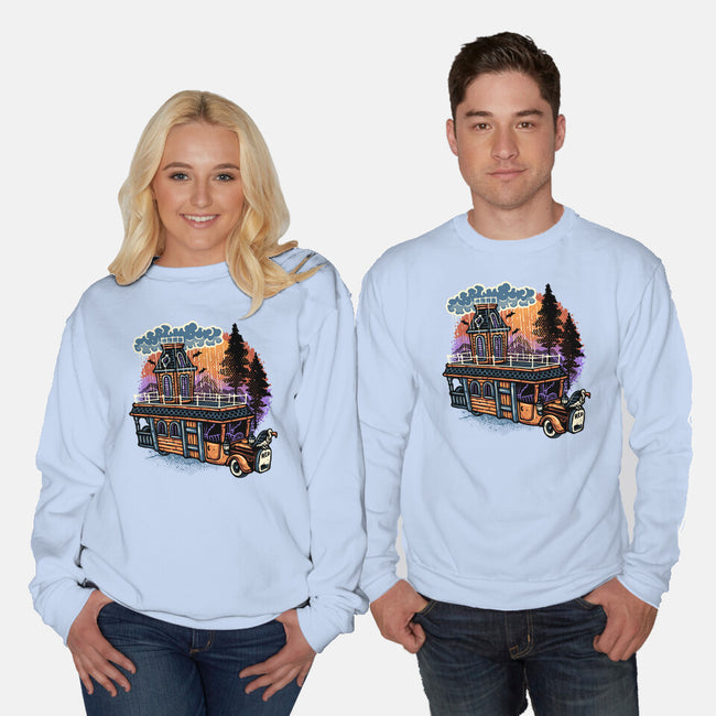 Gloomy Roadtrip-Unisex-Crew Neck-Sweatshirt-glitchygorilla