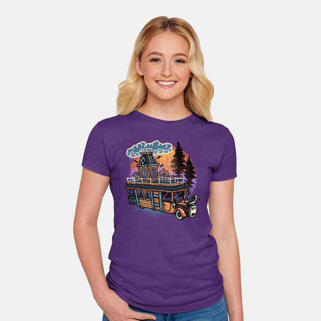 Gloomy Roadtrip-Womens-Fitted-Tee-glitchygorilla