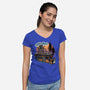 Gloomy Roadtrip-Womens-V-Neck-Tee-glitchygorilla
