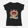 Calavera Frida Sagrado Corazon-Womens-V-Neck-Tee-NemiMakeit