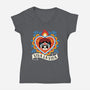 Calavera Frida Sagrado Corazon-Womens-V-Neck-Tee-NemiMakeit