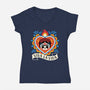 Calavera Frida Sagrado Corazon-Womens-V-Neck-Tee-NemiMakeit