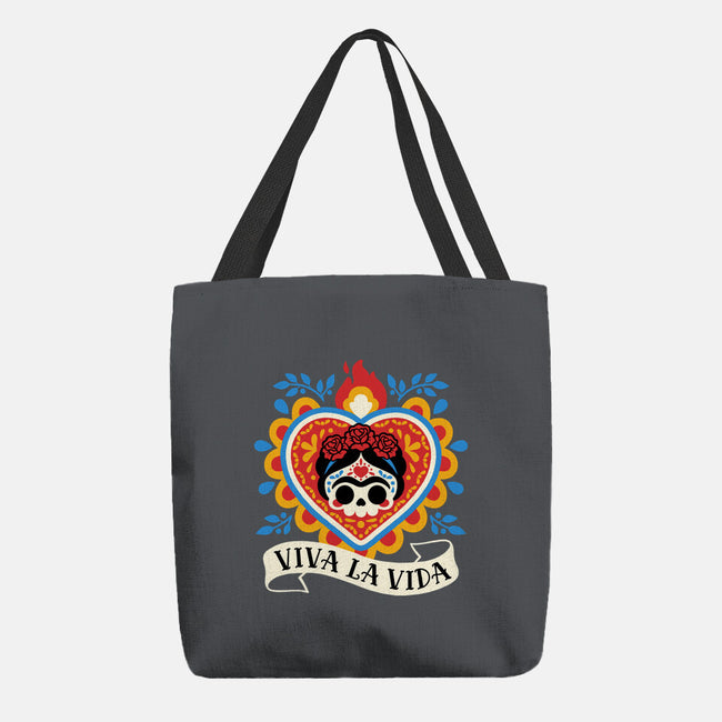 Calavera Frida Sagrado Corazon-None-Basic Tote-Bag-NemiMakeit