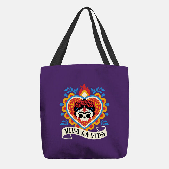 Calavera Frida Sagrado Corazon-None-Basic Tote-Bag-NemiMakeit