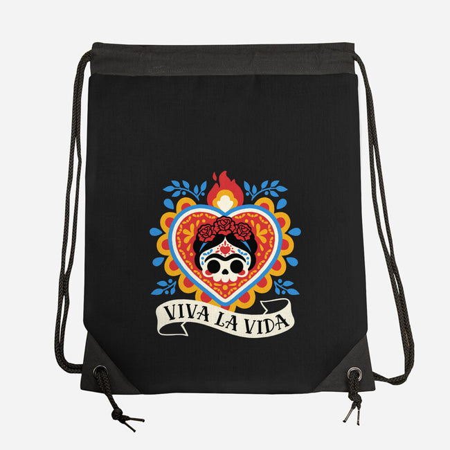Calavera Frida Sagrado Corazon-None-Drawstring-Bag-NemiMakeit