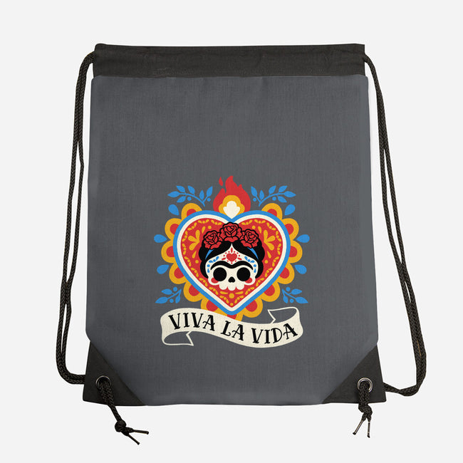 Calavera Frida Sagrado Corazon-None-Drawstring-Bag-NemiMakeit