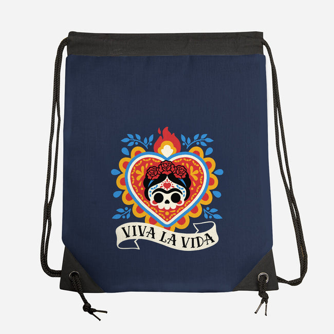 Calavera Frida Sagrado Corazon-None-Drawstring-Bag-NemiMakeit