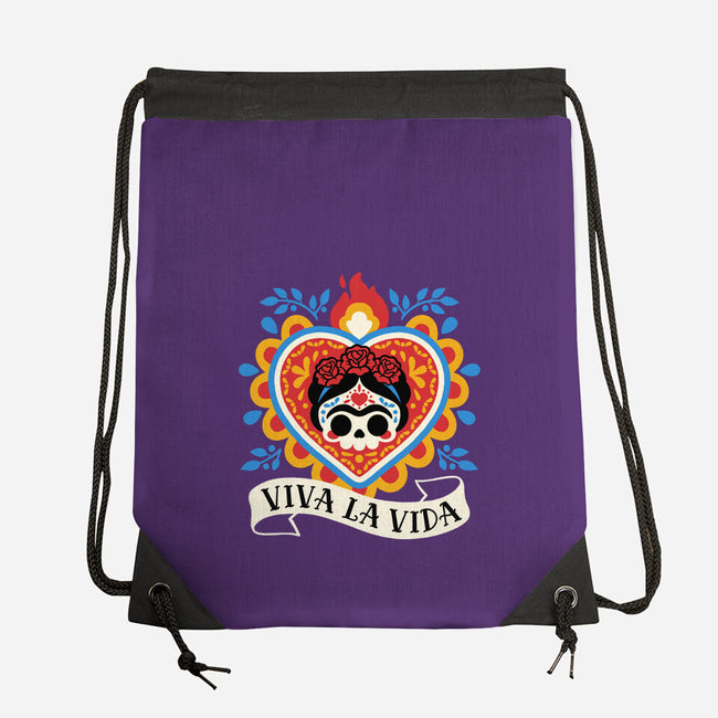 Calavera Frida Sagrado Corazon-None-Drawstring-Bag-NemiMakeit