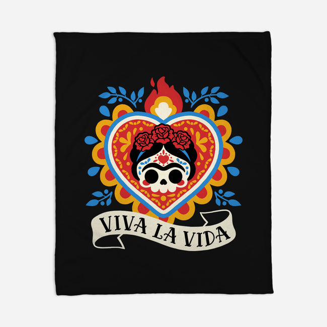 Calavera Frida Sagrado Corazon-None-Fleece-Blanket-NemiMakeit