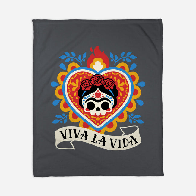 Calavera Frida Sagrado Corazon-None-Fleece-Blanket-NemiMakeit