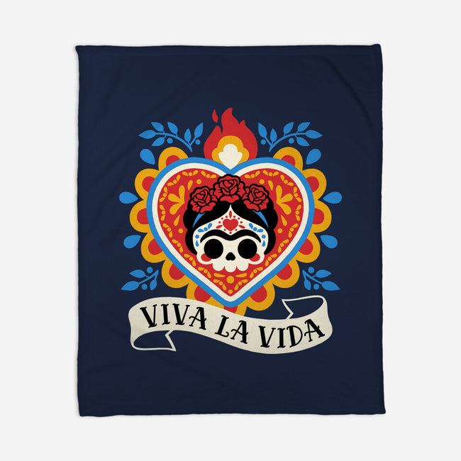 Calavera Frida Sagrado Corazon-None-Fleece-Blanket-NemiMakeit
