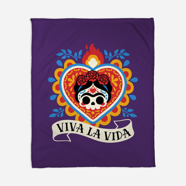 Calavera Frida Sagrado Corazon-None-Fleece-Blanket-NemiMakeit