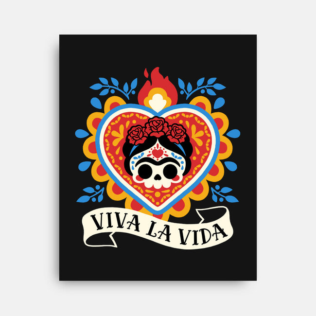 Calavera Frida Sagrado Corazon-None-Stretched-Canvas-NemiMakeit