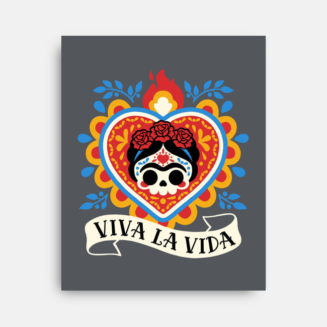 Calavera Frida Sagrado Corazon-None-Stretched-Canvas-NemiMakeit