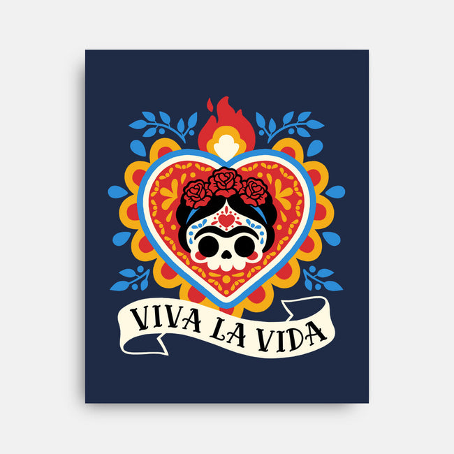 Calavera Frida Sagrado Corazon-None-Stretched-Canvas-NemiMakeit