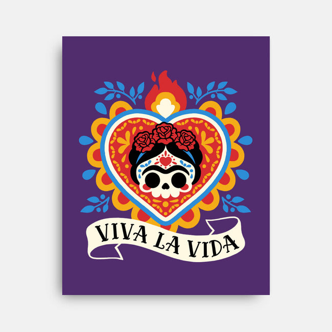 Calavera Frida Sagrado Corazon-None-Stretched-Canvas-NemiMakeit