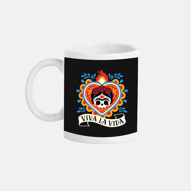 Calavera Frida Sagrado Corazon-None-Mug-Drinkware-NemiMakeit