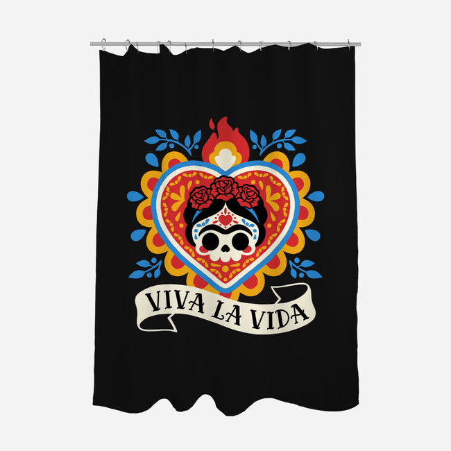 Calavera Frida Sagrado Corazon-None-Polyester-Shower Curtain-NemiMakeit