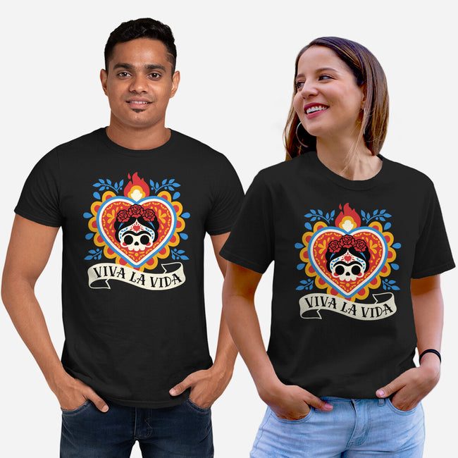 Calavera Frida Sagrado Corazon-Unisex-Basic-Tee-NemiMakeit