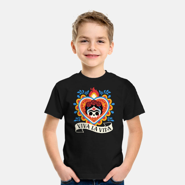Calavera Frida Sagrado Corazon-Youth-Basic-Tee-NemiMakeit