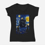 Starrynight Castle-Womens-V-Neck-Tee-fanfabio