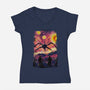 Monster In Starrynight-Womens-V-Neck-Tee-fanfabio