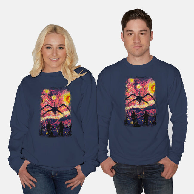 Monster In Starrynight-Unisex-Crew Neck-Sweatshirt-fanfabio