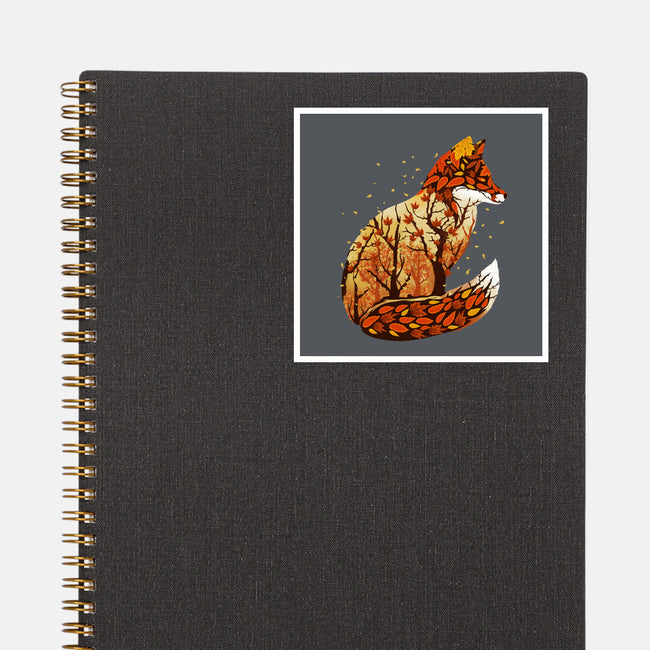 Autumn Fox Landscape-None-Glossy-Sticker-dandingeroz