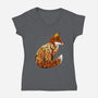 Autumn Fox Landscape-Womens-V-Neck-Tee-dandingeroz