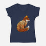 Autumn Fox Landscape-Womens-V-Neck-Tee-dandingeroz