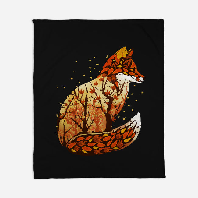 Autumn Fox Landscape-None-Fleece-Blanket-dandingeroz