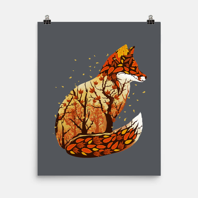 Autumn Fox Landscape-None-Matte-Poster-dandingeroz