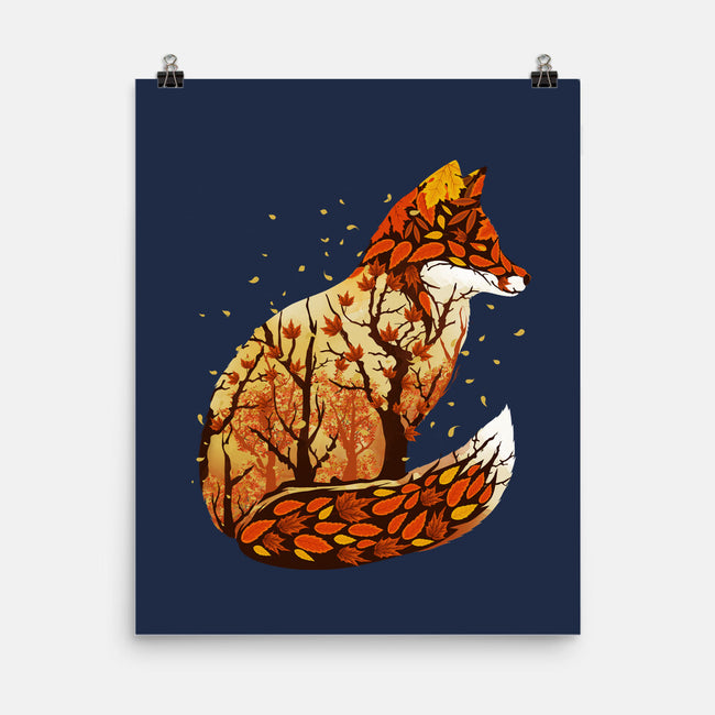 Autumn Fox Landscape-None-Matte-Poster-dandingeroz
