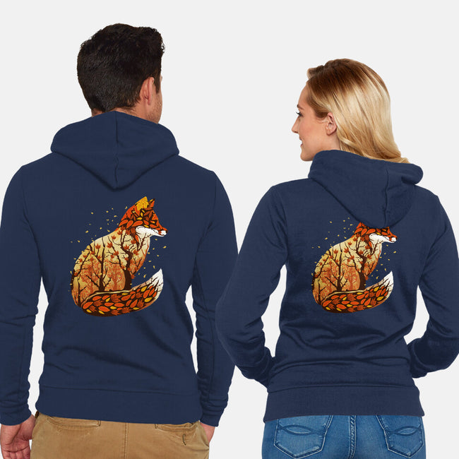 Autumn Fox Landscape-Unisex-Zip-Up-Sweatshirt-dandingeroz