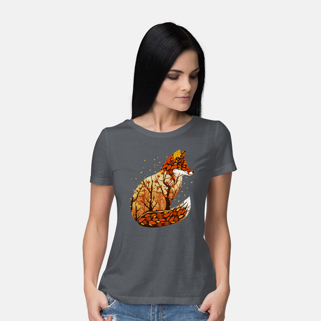 Autumn Fox Landscape-Womens-Basic-Tee-dandingeroz