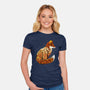 Autumn Fox Landscape-Womens-Fitted-Tee-dandingeroz