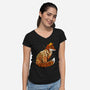 Autumn Fox Landscape-Womens-V-Neck-Tee-dandingeroz