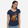 Autumn Fox Landscape-Womens-V-Neck-Tee-dandingeroz